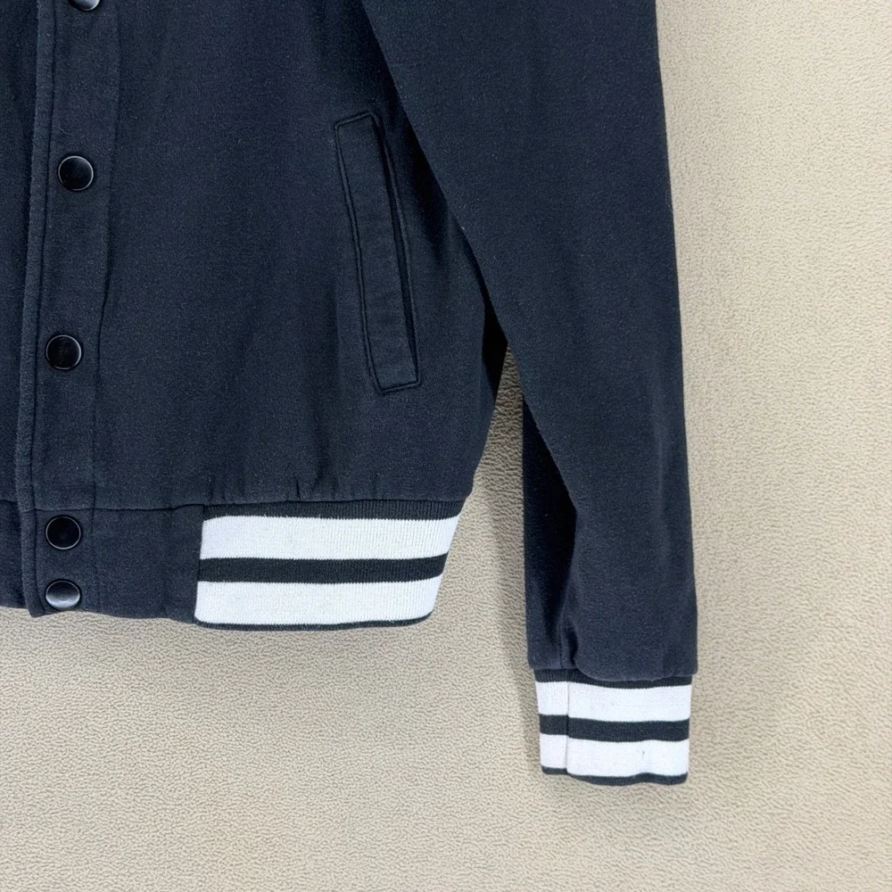 Star Wars Lucas Film Darth Vader Bomber Jacket Black Striped Collar Cuffs Size M
